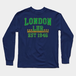 LHR London Heathrow Airport in collegiate style Long Sleeve T-Shirt